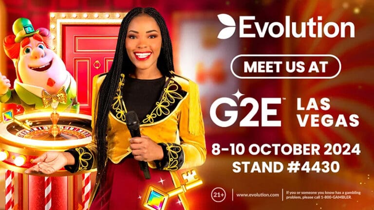 Evolution Group G2E Las Vegas exhibition featuring games from all 8 brands including live casino slots and RNG titles