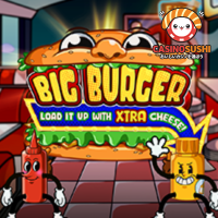 Big Burger Load it up with Xtra Cheeseメイン画面 - 5x3リール、ダイナーテーマの拡張型ハンバーガースロット