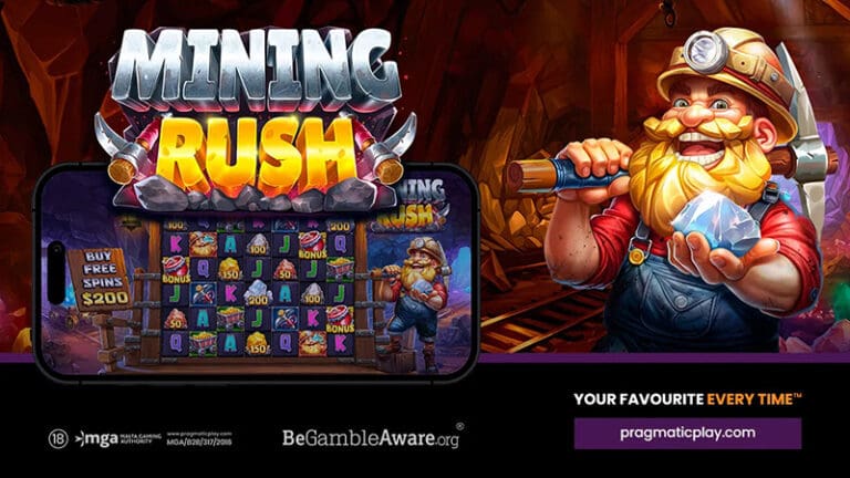 Mining Rush - 7x7 cluster pay mining themed slot with nugget evolution system and 1000x win potential