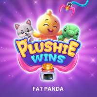 Plushie Winsメイン画面 - 3x3リール、クレーンゲームと動物ぬいぐるみが特徴の1ラインスロット